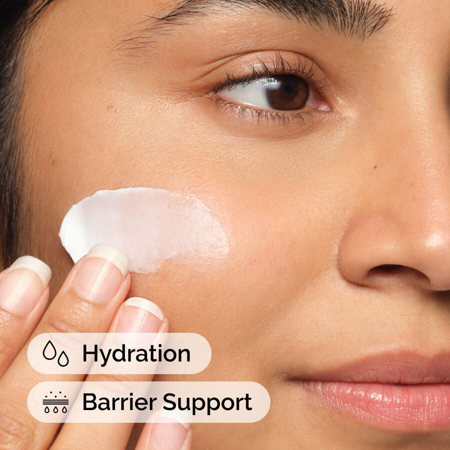 Application of Natural Moisturizing Factors + HA a lightweight hydrating cream that provides barrier support