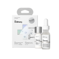 The Ordinary Target & Treat Set packaging box next to a full-size Sulfur 10% Powder-to-Cream Concentrate and a mini Niacinamide 10% + Zinc 1% serum.